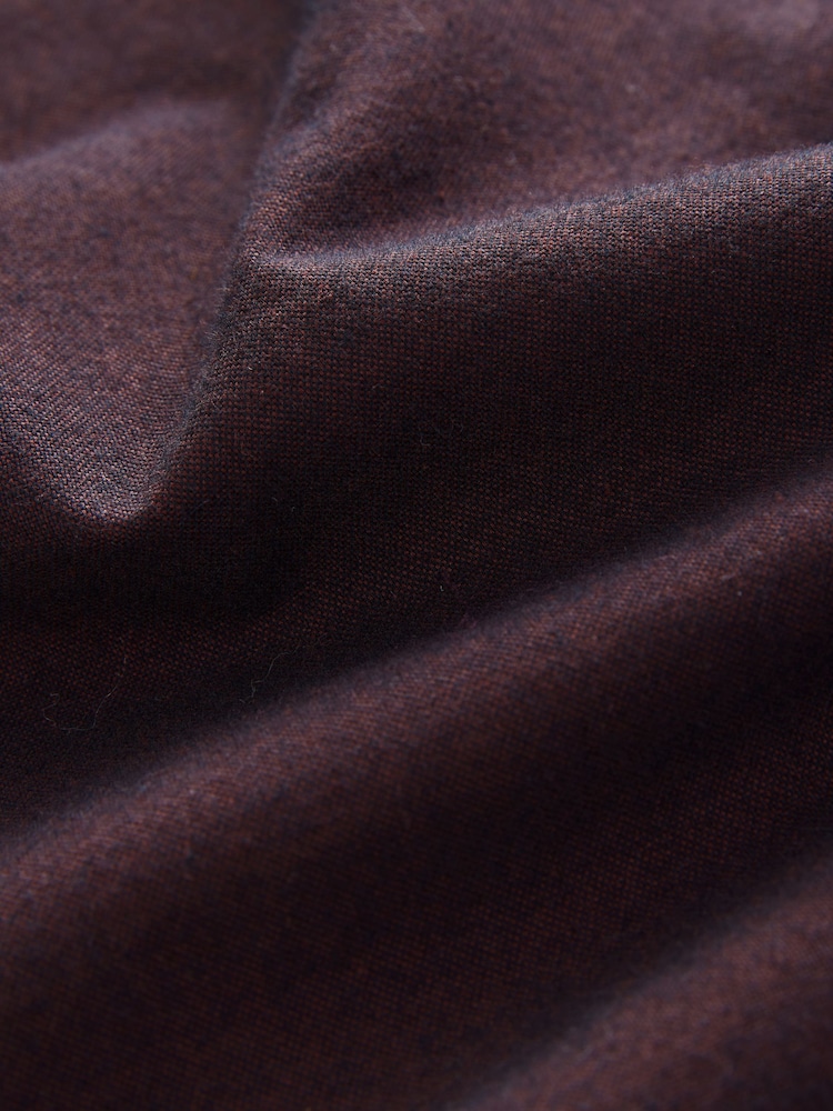Burgundy Red Brushed 100% Cotton Oxford Long Sleeve Shirt - Image 6 of 6