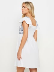 PixieGirl Petite White Girl 100% Cotton Embroidered Smock Mini Dress - Image 3 of 5