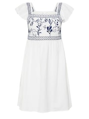 PixieGirl Petite White Girl 100% Cotton Embroidered Smock Mini Dress - Image 5 of 5