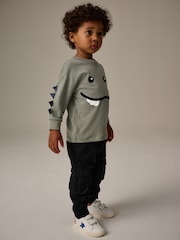 Khaki Green Long Sleeve Monster Character T-Shirt (3mths-7yrs) - Image 1 of 7