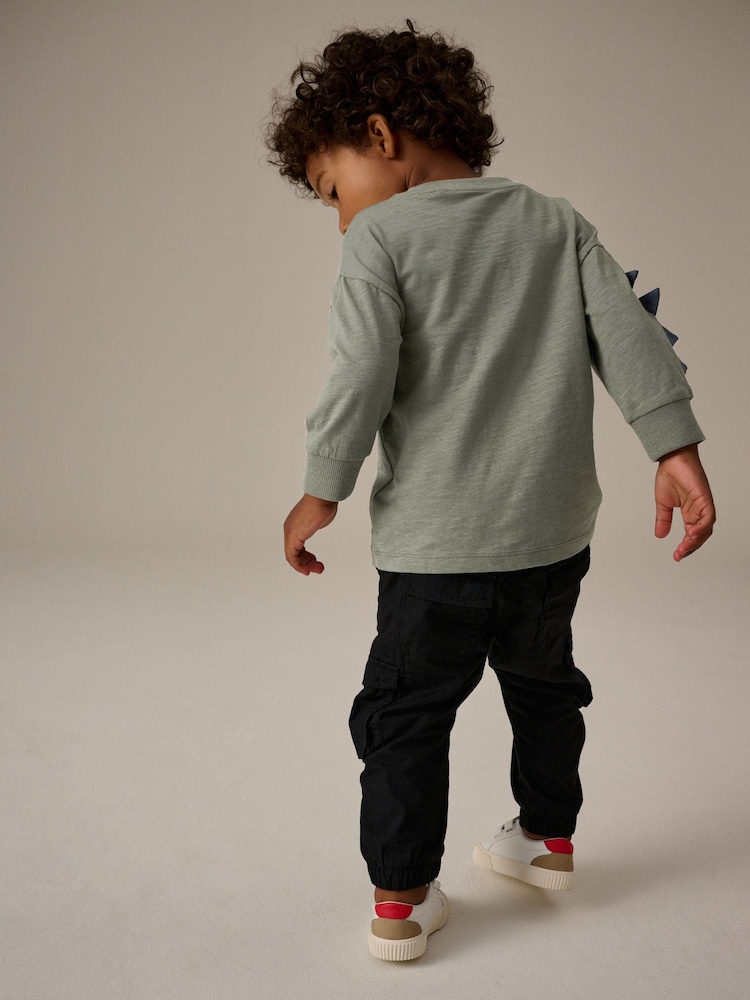 Khaki Green Long Sleeve Monster Character T-Shirt (3mths-7yrs) - Image 2 of 7