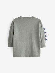 Khaki Green Long Sleeve Monster Character T-Shirt (3mths-7yrs) - Image 4 of 7