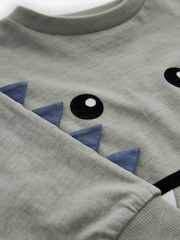Khaki Green Long Sleeve Monster Character T-Shirt (3mths-7yrs) - Image 5 of 7
