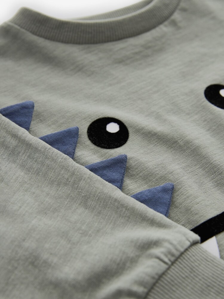 Khaki Green Long Sleeve Monster Character T-Shirt (3mths-7yrs) - Image 5 of 5