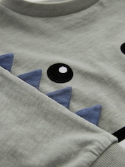Khaki Green Long Sleeve Monster Character T-Shirt (3mths-7yrs) - Image 7 of 7