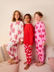 Red Bow/Heart Bow Jogger Pyjamas 3 Pack (3-16yrs) - Image 1 of 13