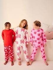 Red Bow/Heart Bow Jogger Pyjamas 3 Pack (3-16yrs) - Image 2 of 13