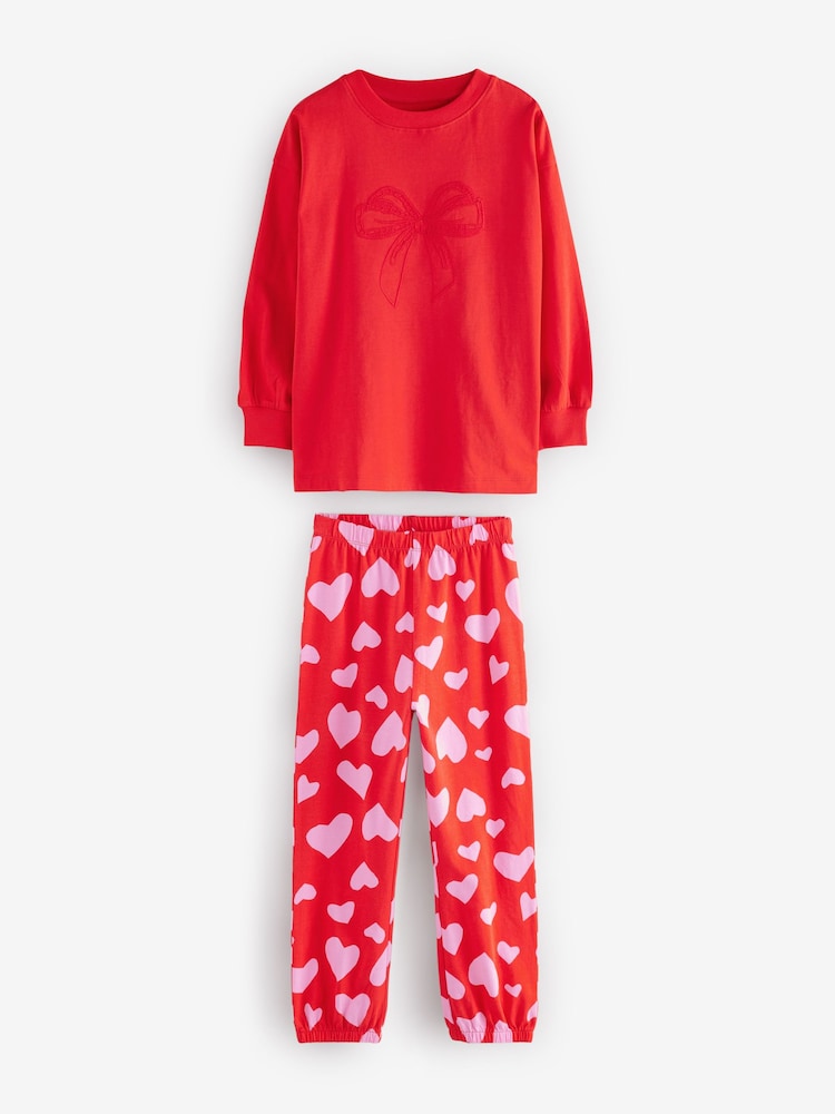 Rouge Nœud/Cœur - Lot de 3 pyjamas Nœud Survêtement (3-16ans) - Image 7 of 13