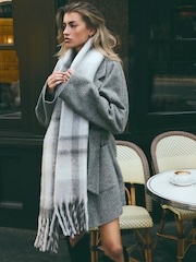 Grey Check Heavyweight Blanket Scarf - Image 2 of 7