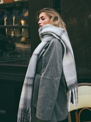 Grey Check Heavyweight Blanket Scarf - Image 4 of 7