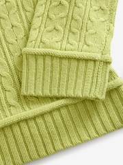 Green Lime 100% Lambswool Premium Cable Knitted Jumper - Image 8 of 9