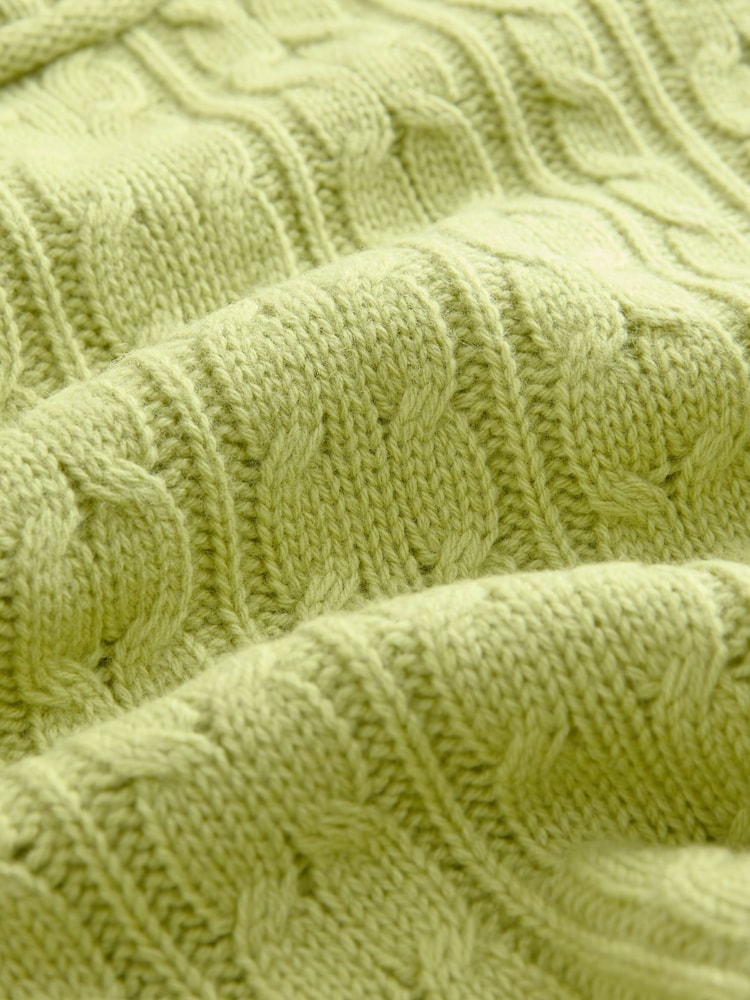 Green Lime 100% Lambswool Premium Cable Knitted Jumper - Image 9 of 9