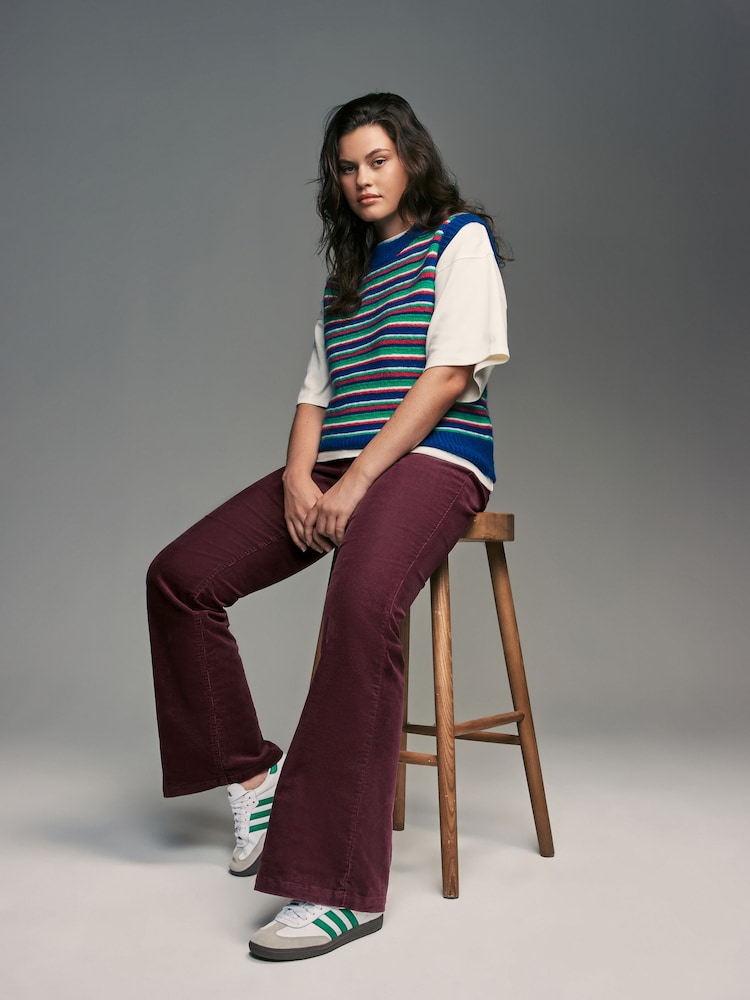Burgund - Hourglass Cord Flared Trousers - Bild 1 von 1