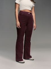 Burgundy Hourglass Cord Flared Trousers - Image 3 of 7