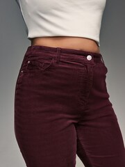 Burgundy Hourglass Cord Flared Trousers - Image 4 of 7