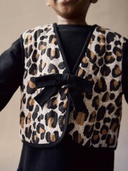 Black / Leopard Print Gilet and Sweat 100% Cotton Dress Set (3mths-7yrs) - Image 4 of 8