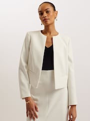 Ted Baker White Manabuj Cropped Tailored Jacket - Image 1 of 6