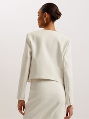 Ted Baker White Manabuj Cropped Tailored Jacket - Image 3 of 6