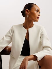 Ted Baker White Manabuj Cropped Tailored Jacket - Image 4 of 6