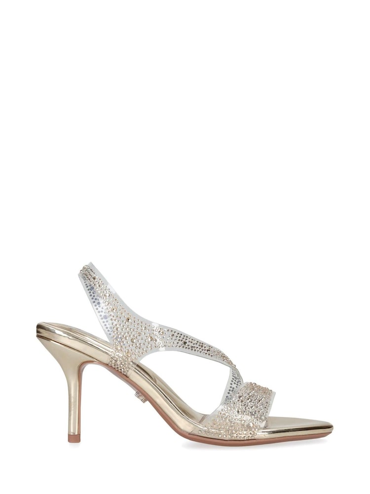 Carvela Gold Symmetry Vinyl 80 Sandals - Image 2 of 5
