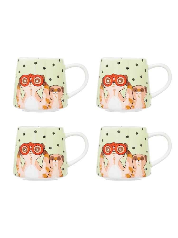 Cath Kidston Green Meerkats Green Billie Mug Set Of 4 - Image 2 of 4