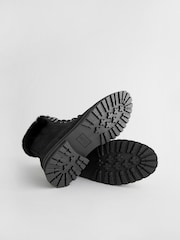 Black Forever Comfort® Faux Fur Collared Lace-Up Boots - Image 7 of 10