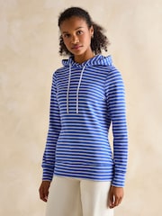 Joules Marlston Blue Striped Cotton Rich Slim Fit Hoodie - Image 1 of 6