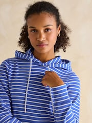 Joules Marlston Blue Striped Cotton Rich Slim Fit Hoodie - Image 4 of 6