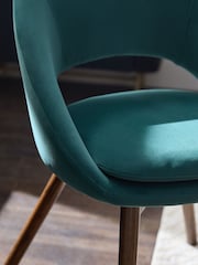 Set of 2 Soft Velvet Marine Blue Hewitt Upholstered Dark Wood Leg Dining Chairs - Image 2 of 9
