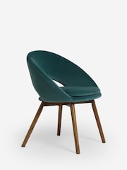Set of 2 Soft Velvet Marine Blue Hewitt Upholstered Dark Wood Leg Dining Chairs - Image 5 of 9