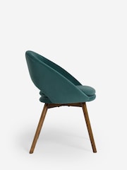 Set of 2 Soft Velvet Marine Blue Hewitt Upholstered Dark Wood Leg Dining Chairs - Image 6 of 9