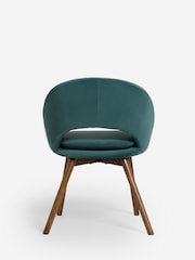 Set of 2 Soft Velvet Marine Blue Hewitt Upholstered Dark Wood Leg Dining Chairs - Image 7 of 9