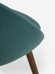 Set of 2 Soft Velvet Marine Blue Hewitt Upholstered Dark Wood Leg Dining Chairs - Image 8 of 9