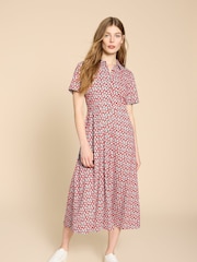 White Stuff Red Rua Jersey Shirt Dress - Image 1 of 6