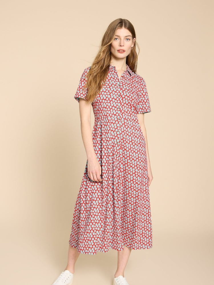 White Stuff Red Rua Jersey Shirt Dress - Image 1 of 6