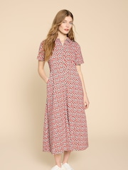 White Stuff Red Rua Jersey Shirt Dress - Image 3 of 6