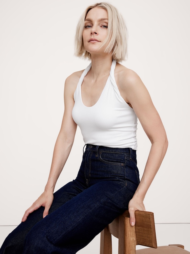 Blanco - Camiseta retorcida con cuello halter de Banana Republic - Imagen 1 de 1