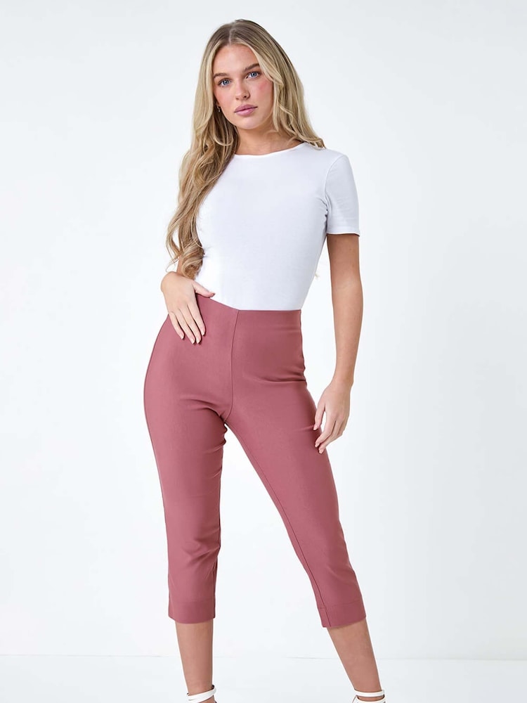 Roman Charm Pink Petite Cropped Stretch Capri Trousers - Image 2 of 5
