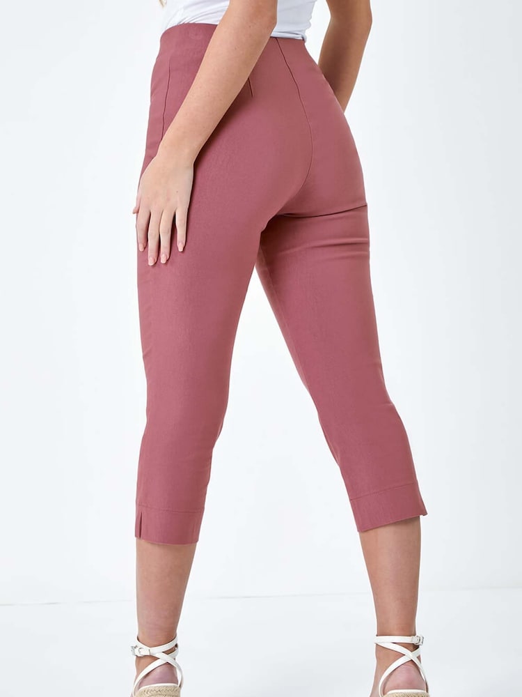 Buy Roman Charm Pink Petite Cropped Stretch Capri Trousers from
