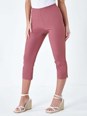 Roman Charm Pink Petite Cropped Stretch Capri Trousers - Image 4 of 5