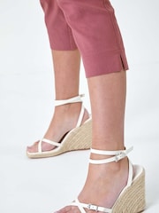 Roman Charm Pink Petite Cropped Stretch Capri Trousers - Image 5 of 5