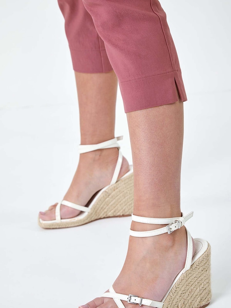 Roman Charm Pink Petite Cropped Stretch Capri Trousers - Image 5 of 5