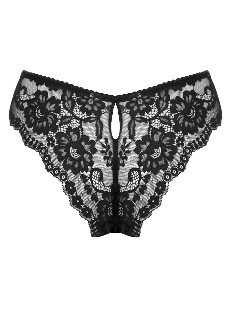 Pour Moi Black Brazilian Fleur Cheeky V-Shaped Briefs - Image 4 of 4