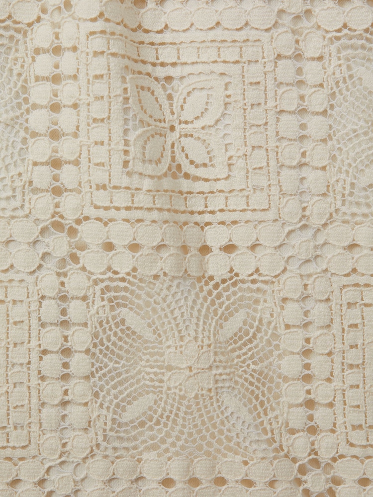 Reiss Ecru Atlas Crochet Drawstring Shorts - Image 5 of 5 Reiss Ecru Atlas Crochet Drawstring Shorts - Image 5 of 5