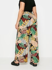 Yours Curve Black Tropical Print Wide Leg Trousers - Image 5 of 6