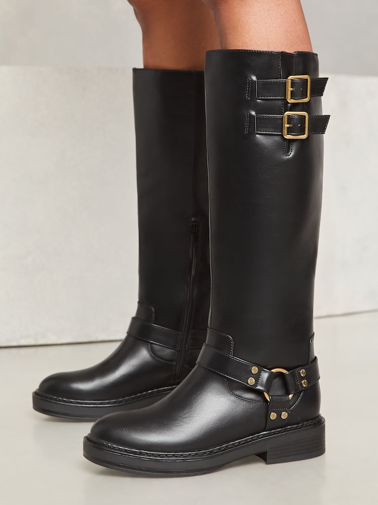 Lipsy Knee High Moto Faux Leather Biker Boot - Bild 2 von 4 Lipsy Knee High Moto Faux Leather Biker Boot - Bild 2 von 4