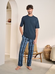 Navy Blue Scion Floral Modal Premium Short Sleeve Pyjamas Set - Image 1 of 10