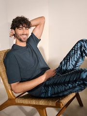 Navy Blue Scion Floral Modal Premium Short Sleeve Pyjamas Set - Image 2 of 10