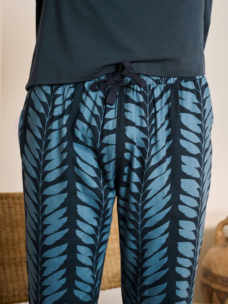 Navy Blue Scion Floral Modal Premium Short Sleeve Pyjamas Set - Image 5 of 10