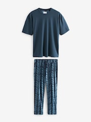 Navy Blue Scion Floral Modal Premium Short Sleeve Pyjamas Set - Image 6 of 10